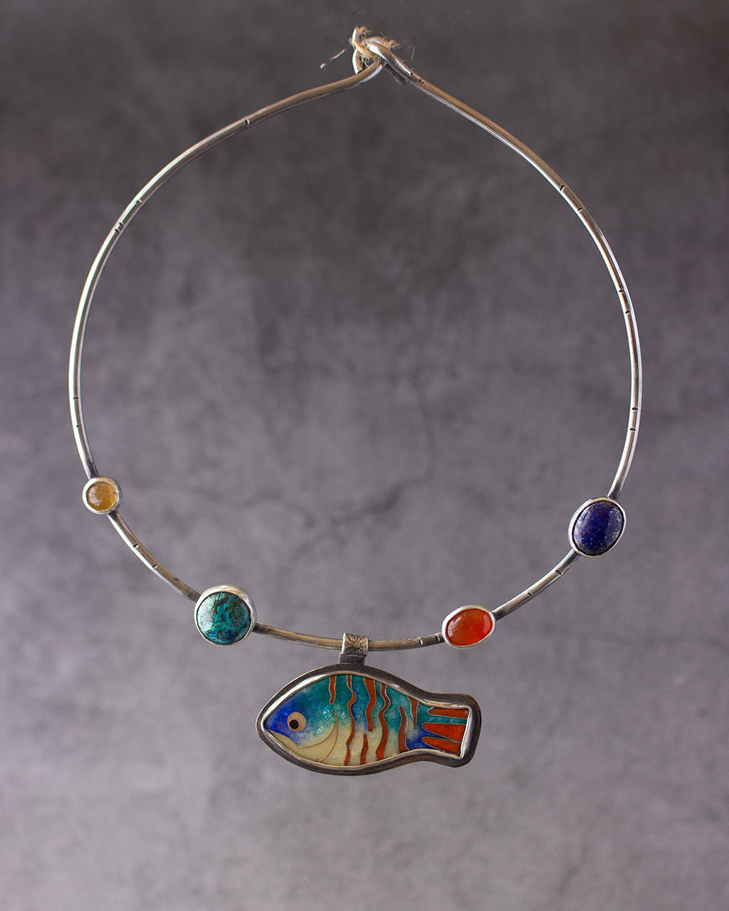 Blue Wanderer Choker  • Cloisonné Vitreous Enamel , Sterling